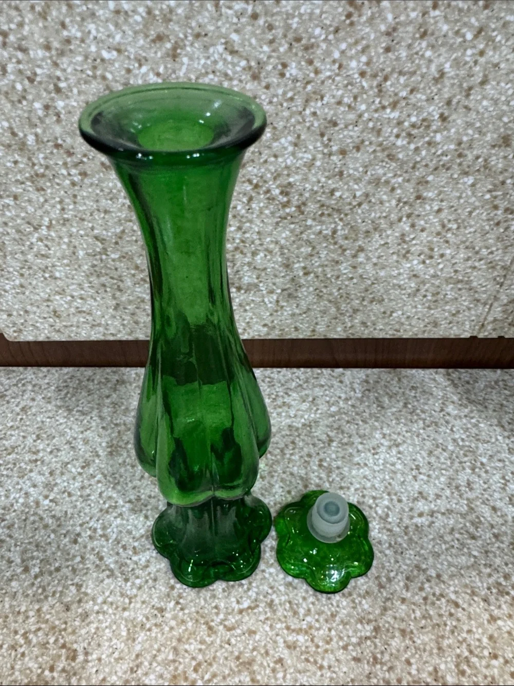 Green Glass Bud Vase with Stopper